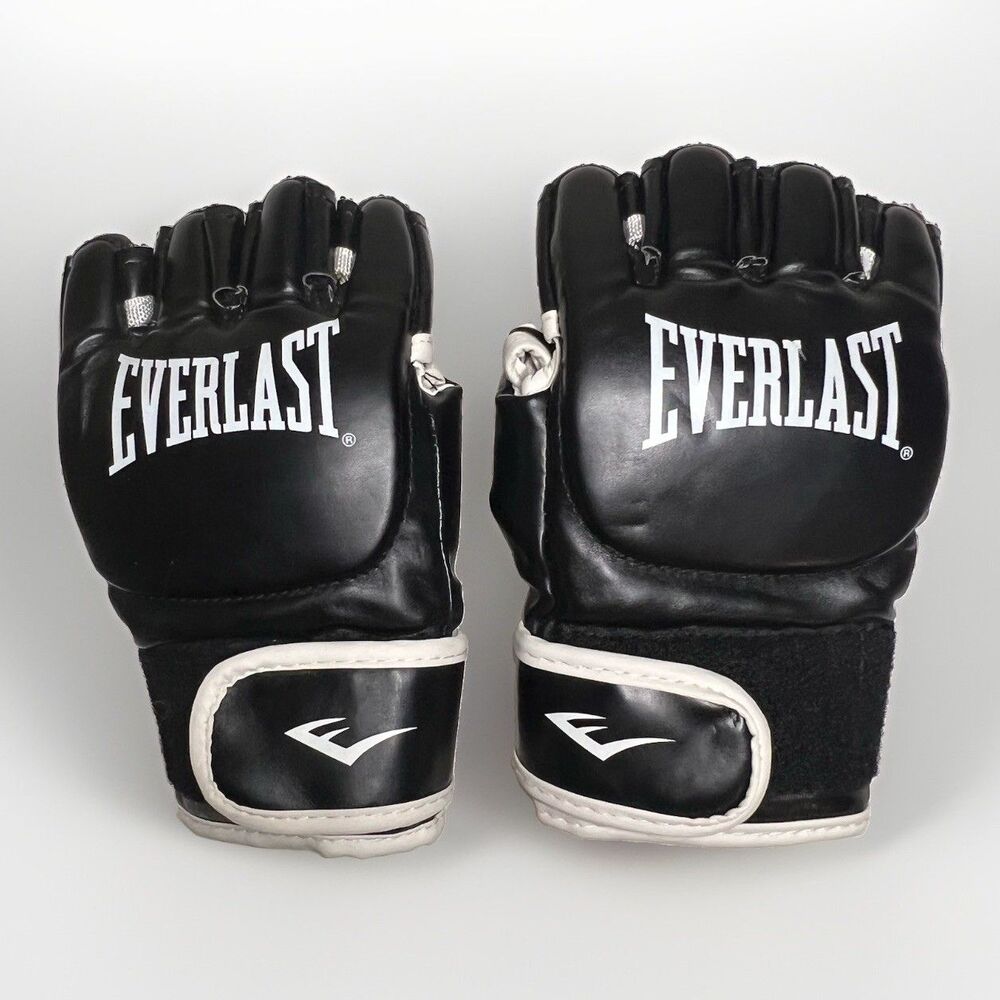 Everlast MMA Gloves Black Training Sparring Grappling Fight Gloves Size S/M